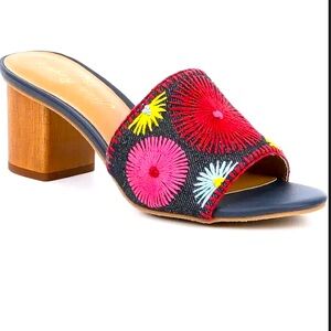 Jack Rogers Bettina Mid Heel embroidered Sandals